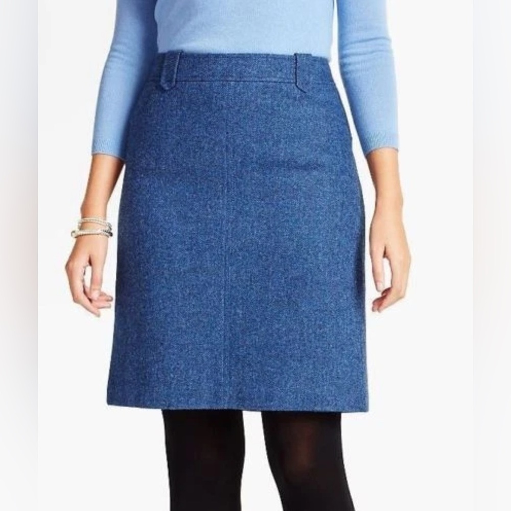 Talbots 14 Blue wool skirt with zipper closure #preppy